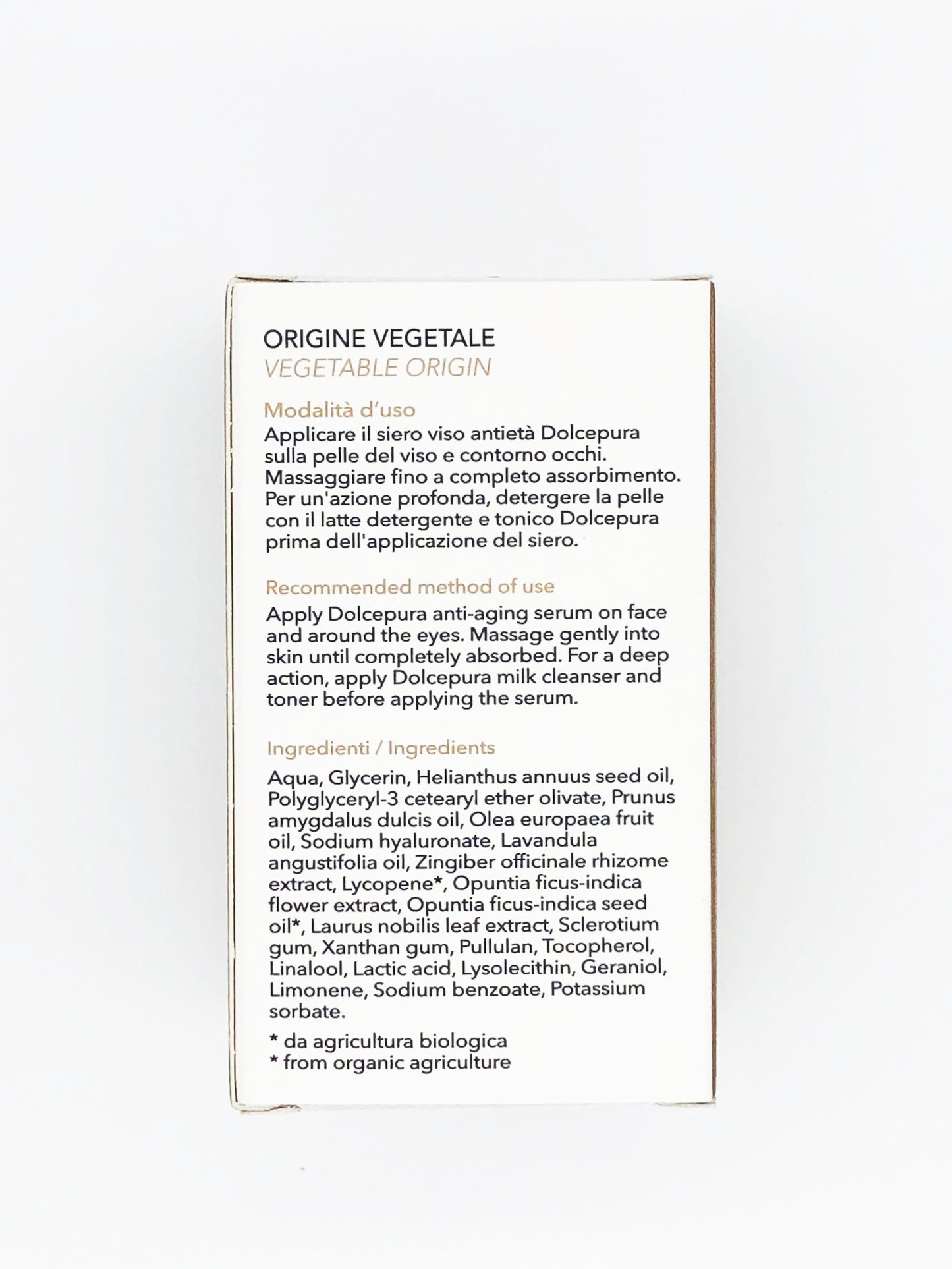 Siero VISO, crema leggera viso, crema zona OCCHI "PREZIOSI". Origine organica e vegetale