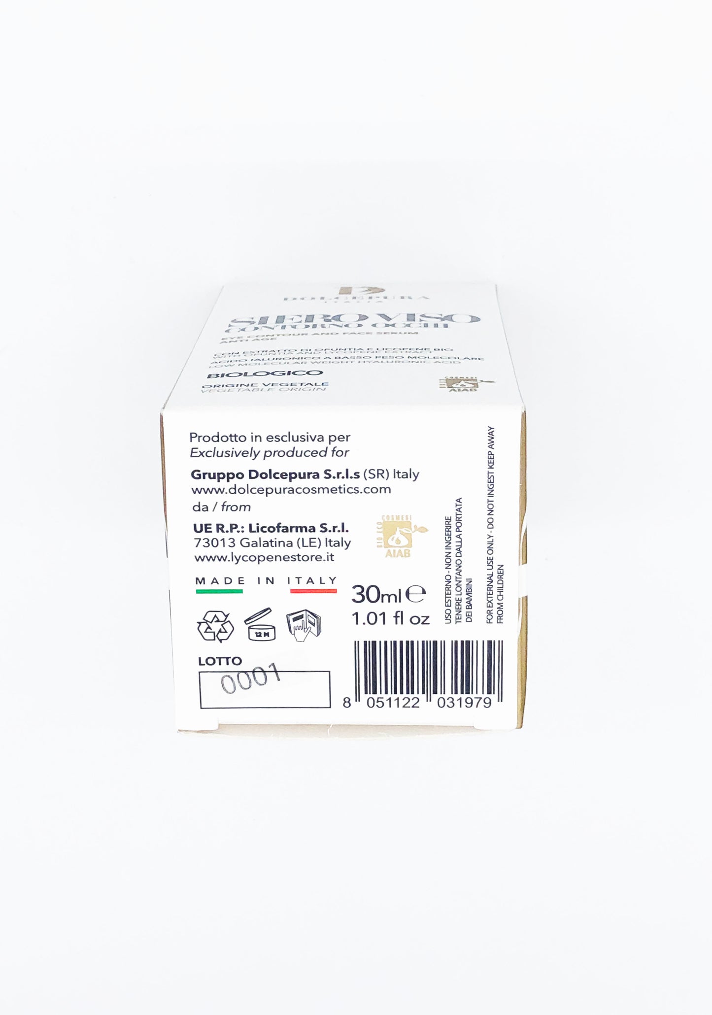 Siero VISO, crema leggera viso, crema zona OCCHI "PREZIOSI". Origine organica e vegetale